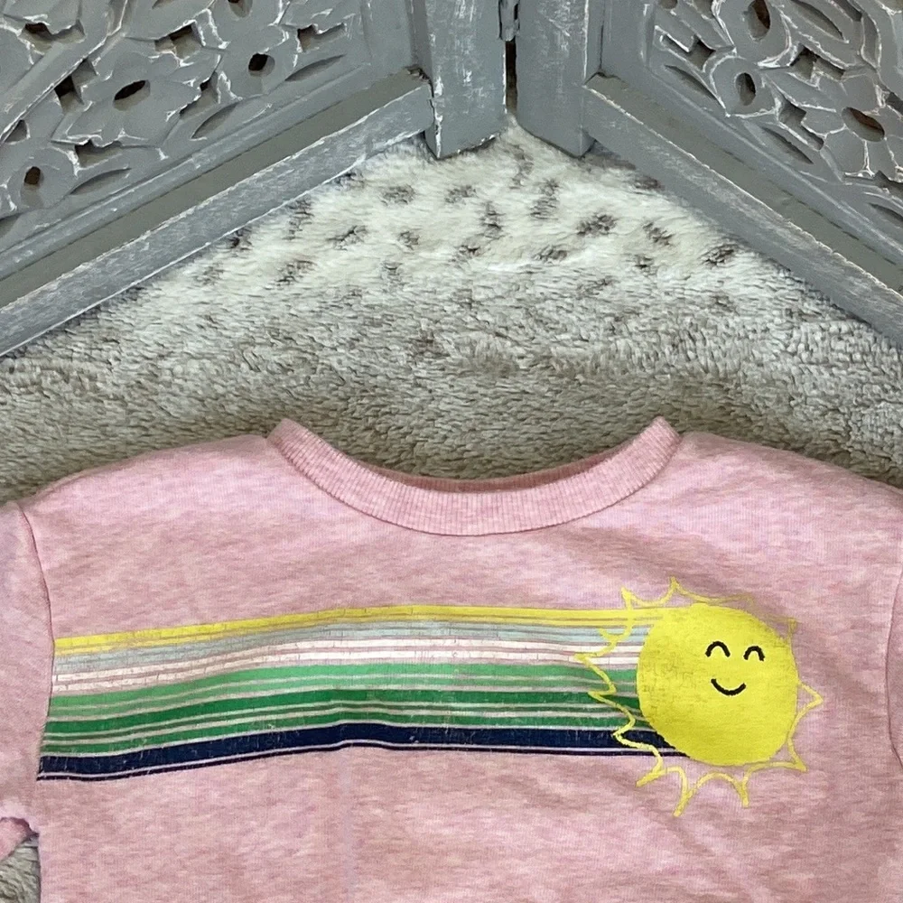 Gymboree pink sweatshirt baby girls 2T pastel rainbow sun Barbiecore Softgirl